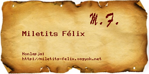 Miletits Félix névjegykártya